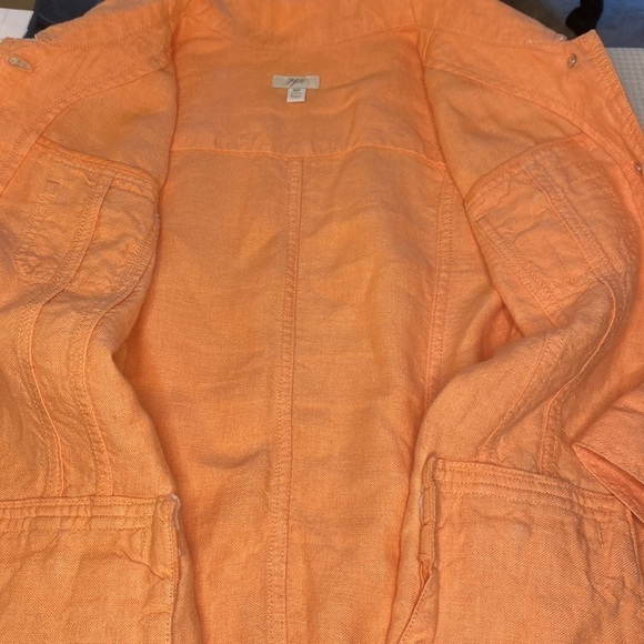 J.jill Linen Jacket Size Petite M - Peach Orange - Picture 11 of 14